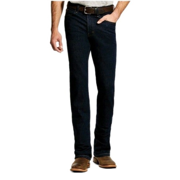 ariat M1 jeans men Size 36x34 Vintage Straight Leg Dark Wash - Picture 2 of 7